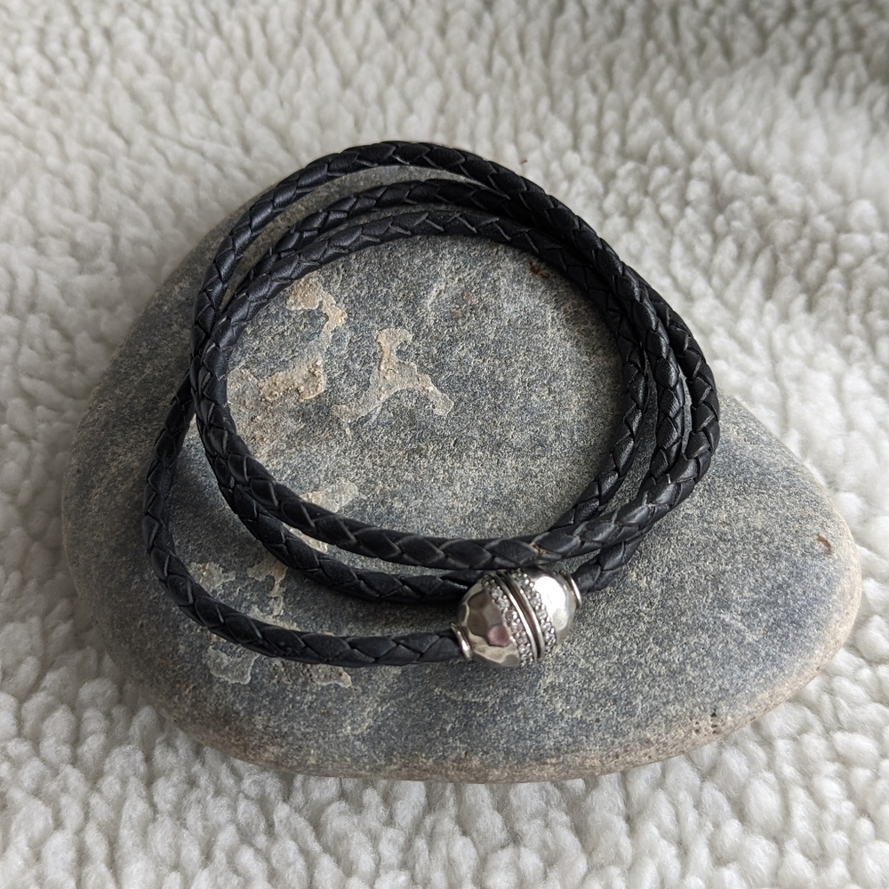 Retired Silpada Braided Black Leather